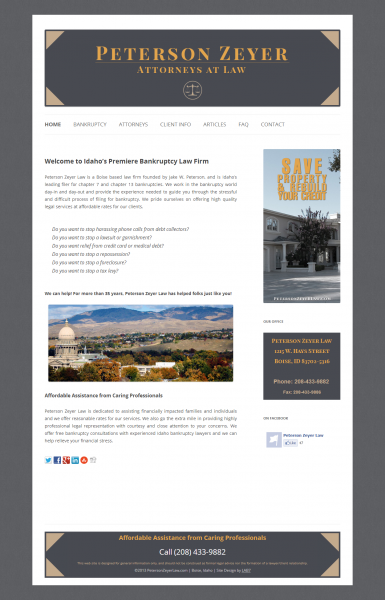 New Boise Website at Peterson Zeyer Law