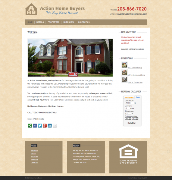 New Boise Website at Action Home Buyers